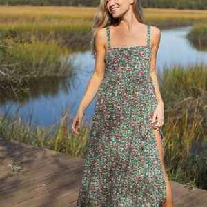 COPY - Natural Life Patti Maxi Dress, Kelly Green Ditsy, size M